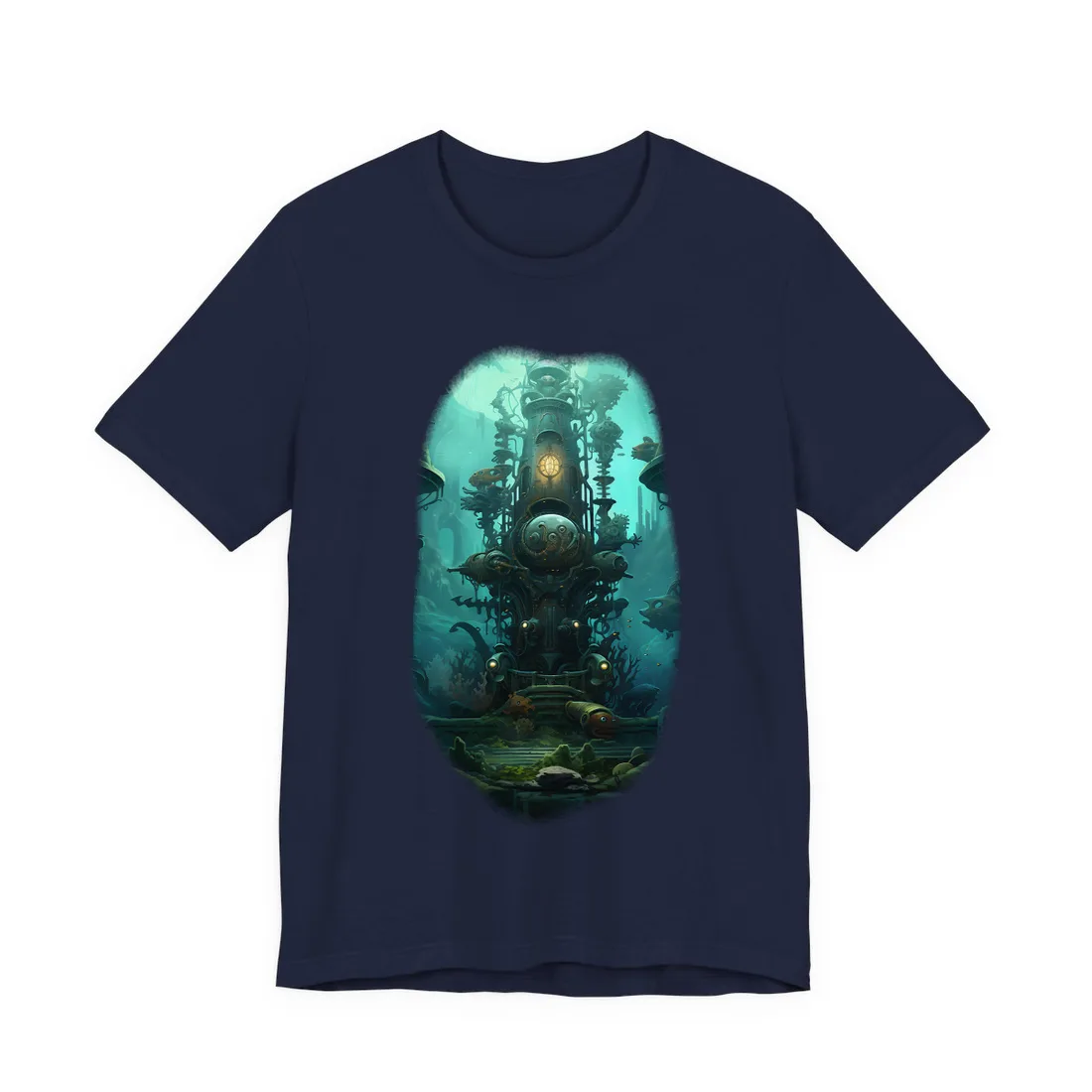 Steampunk Undersea Odyssey: Captain Nemo's Voyage - T-Shirt (Navy)