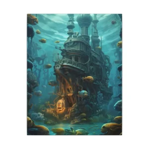 Underwater Castle with Fish Canvas Print
