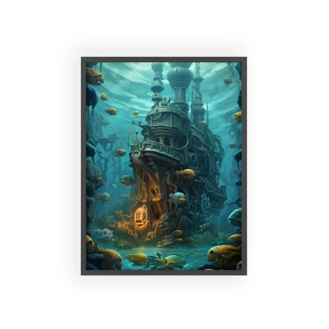 Steampunk Underwater Adventure: Captain Nemos Quest - Framed Poster