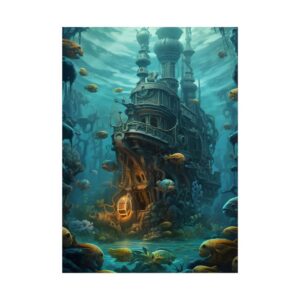 Underwater Castle with Fish Poster