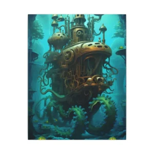 Brass Submarine with Tentacles Canvas Print