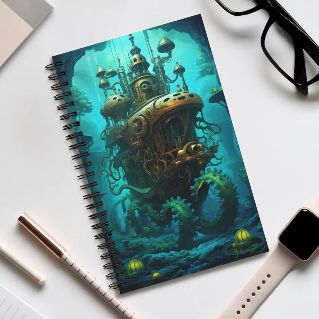 Steampunk Underwater Adventure: Dive into Discovery - Spiral Notebook