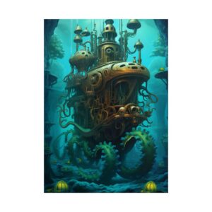 Brass Submarine with Tentacles Poster