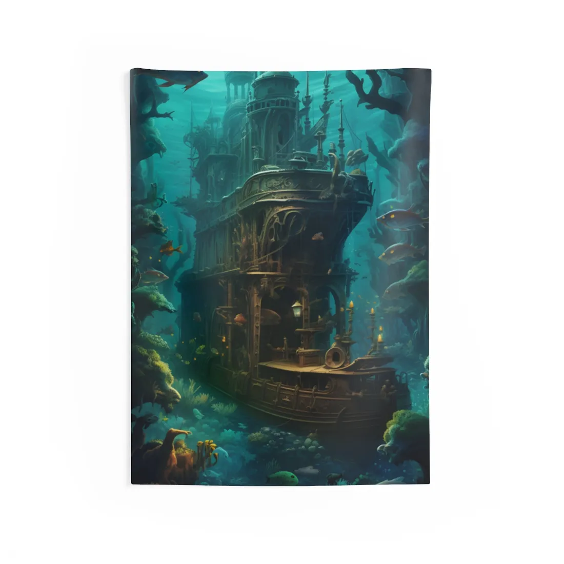 Steampunk Underwater Adventure: Hidden City Awaits - Wall Tapestry