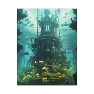 Underwater Tower with Fish Canvas Print