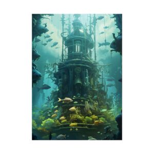 Underwater Tower with Fish Poster