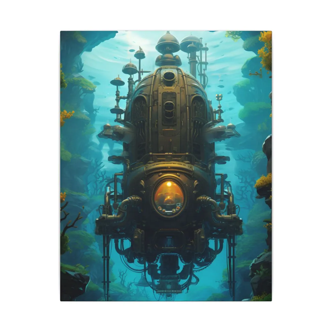 Steampunk Underwater Odyssey: Captain Nemo's Nautilu Submarine Art - Canvas