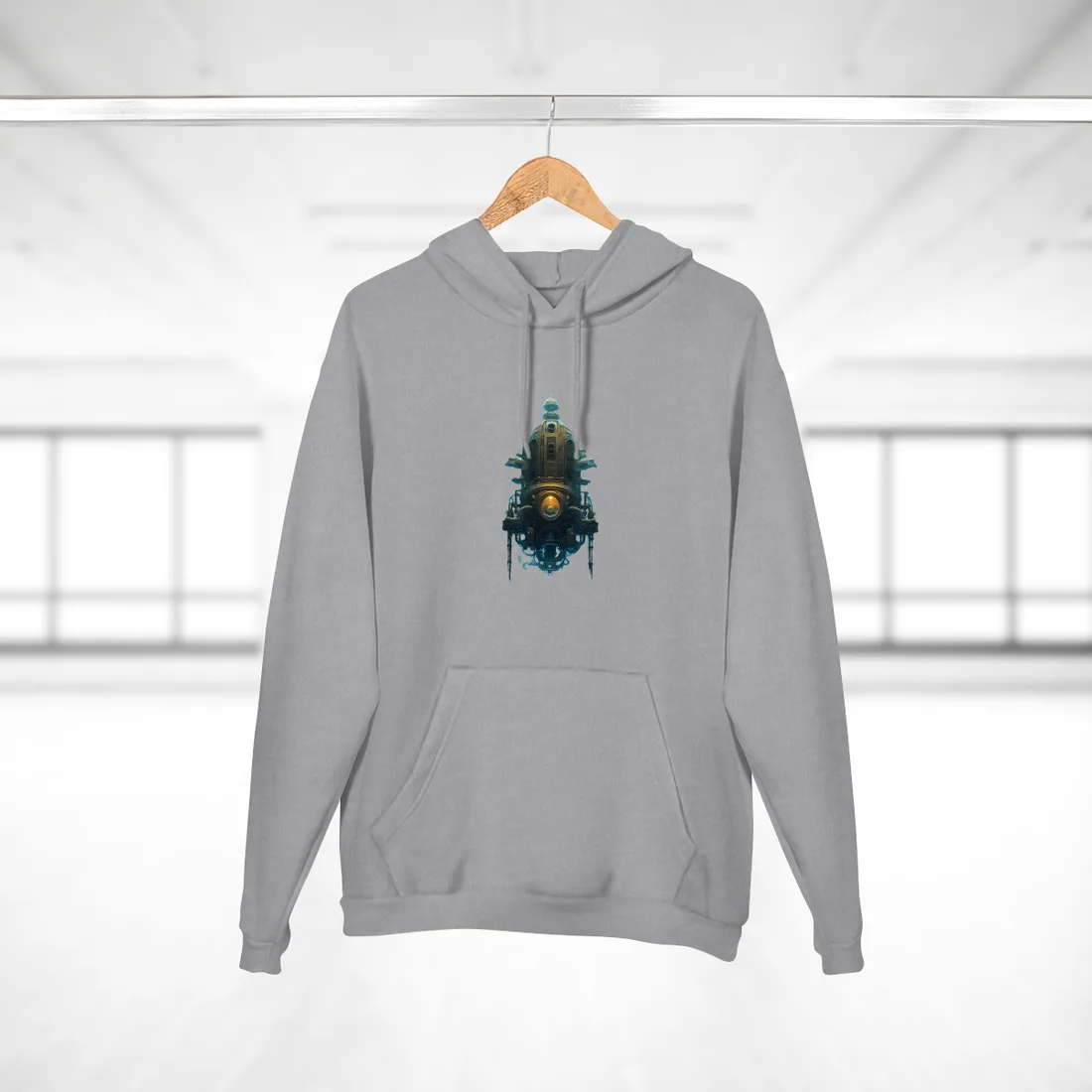 Steampunk Underwater Odyssey: Captain Nemo's Nautilu Submarine Art Hoodie - Hoodie (Heather Grey)