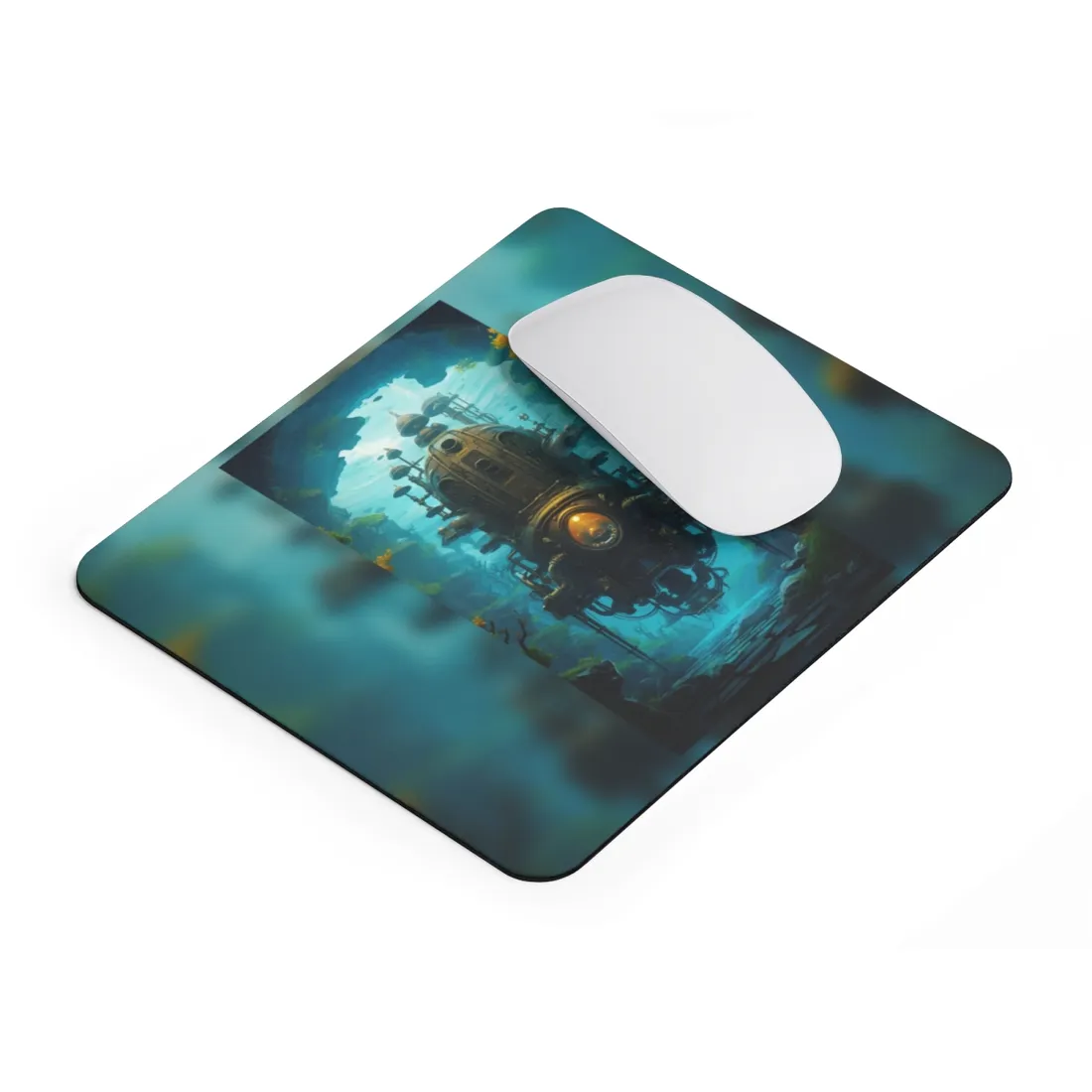 Steampunk Underwater Odyssey: Captain Nemo's Nautilu Submarine Art - Mouse Pad