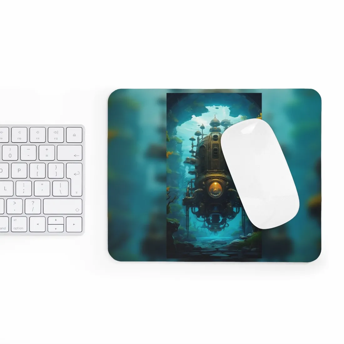 Steampunk Underwater Odyssey: Captain Nemo's Nautilu Submarine Art - Mouse Pad