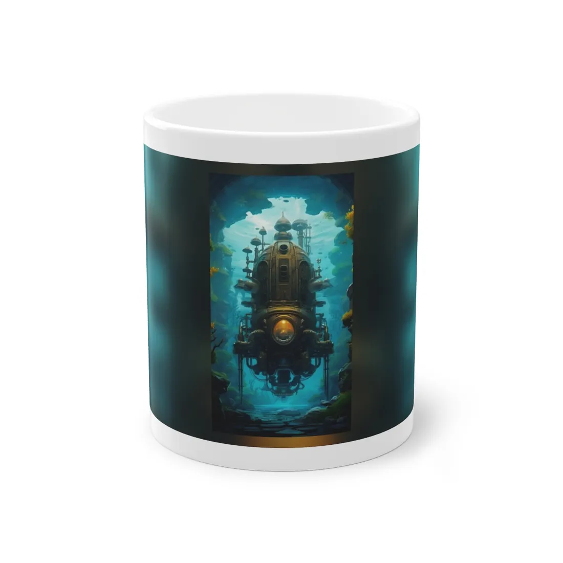 Steampunk Underwater Odyssey: Captain Nemo's Nautilu Submarine Art - Mug