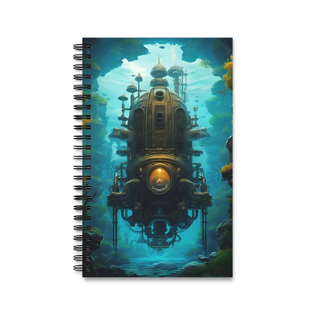 Steampunk Underwater Odyssey: Captain Nemo's Nautilu Submarine Art - Spiral Notebook