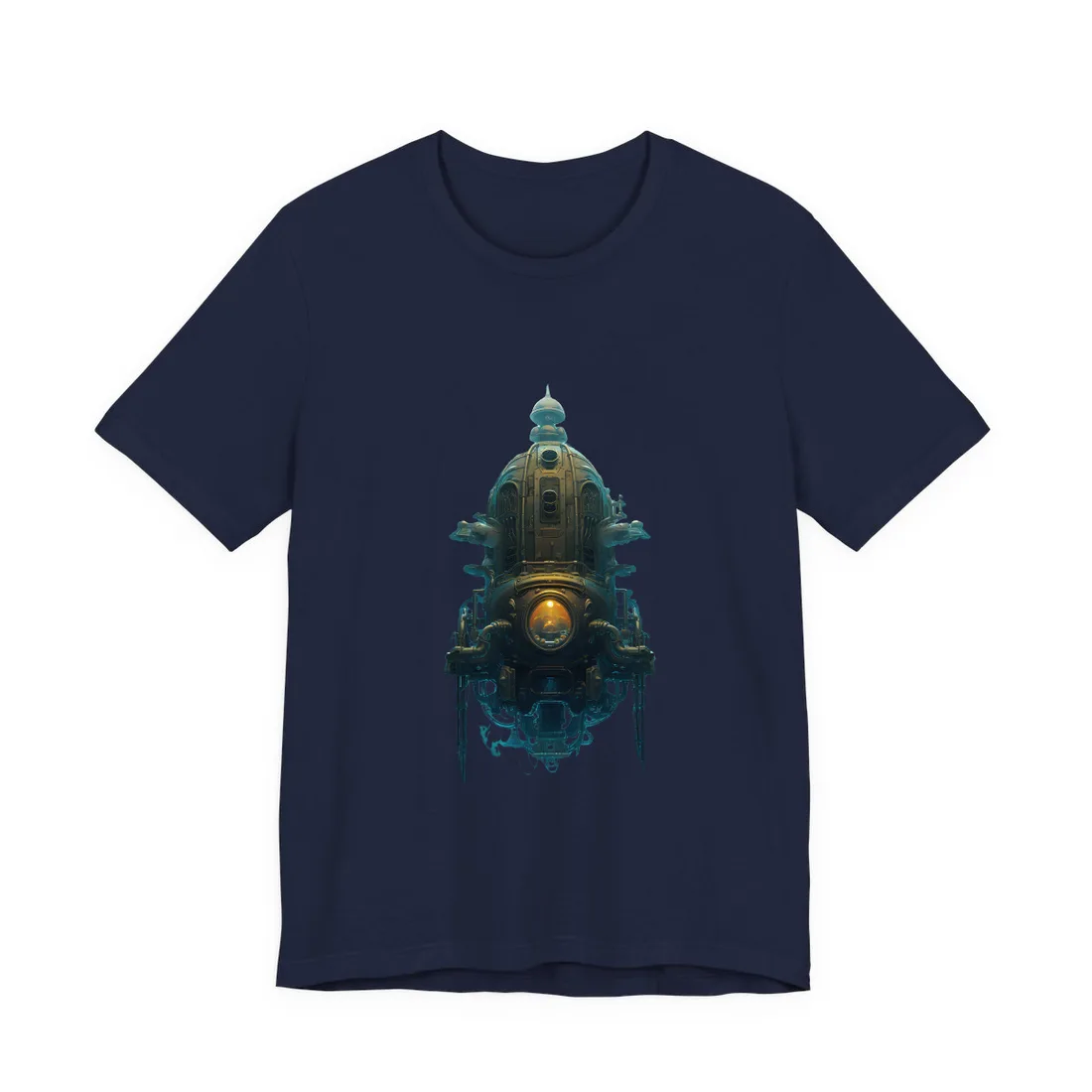 Steampunk Underwater Odyssey: Captain Nemo's Nautilu Submarine Art T-Shirt - T-Shirt (Navy)