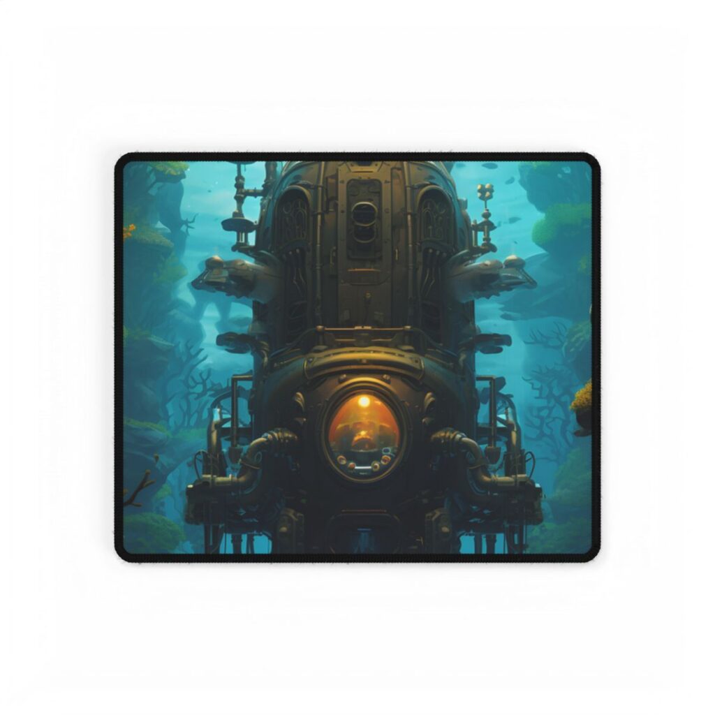Steampunk Underwater Odyssey: Captain Nemo's Nautilu Submarine Art - Desk Mat