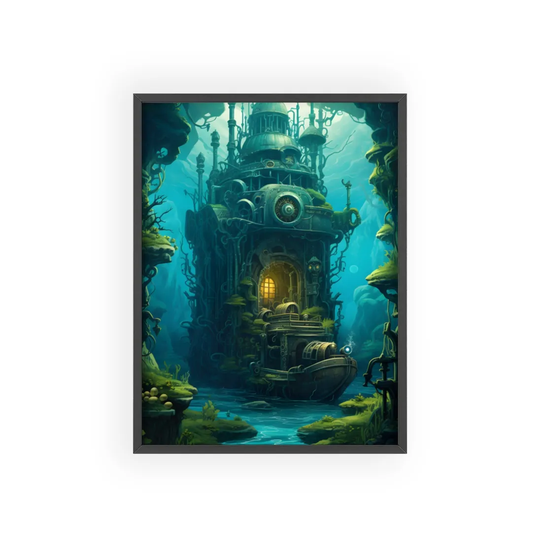 Steampunk Underwater Odyssey: Nautilu's Quest - Framed Poster