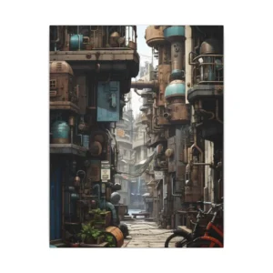 Steampunk Alley with Pipes Canvas Print