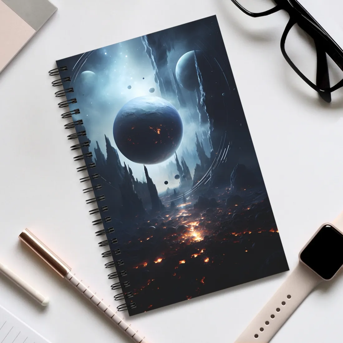 Stellar Encounter: Black Hole Cosmic Mystery - Spiral Notebook