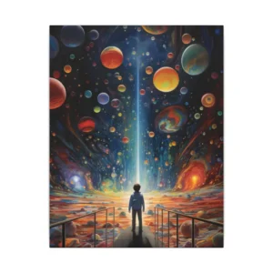 Child Among Glowing Planets Canvas Print