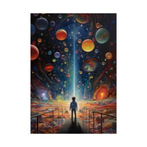 Child Among Glowing Planets Poster