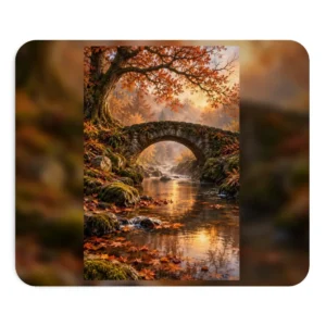 Stone Bridge in Autumn Forest Mouse Pad