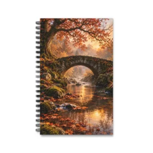 Stone Bridge in Autumn Forest Spiral Notebook