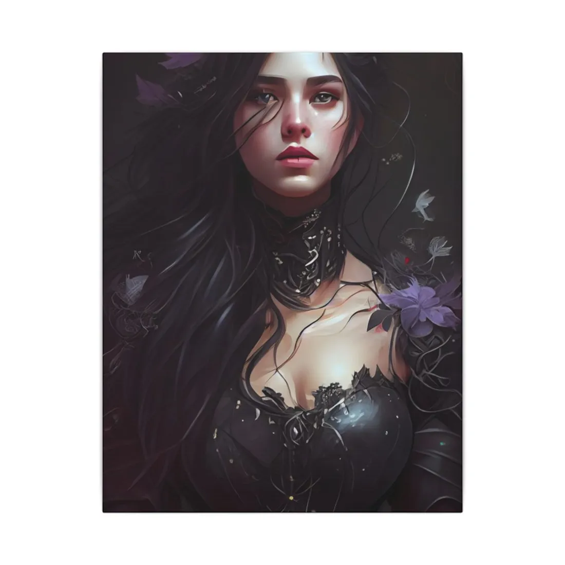 Striking Woman Portrait: Black Hair - Canvas