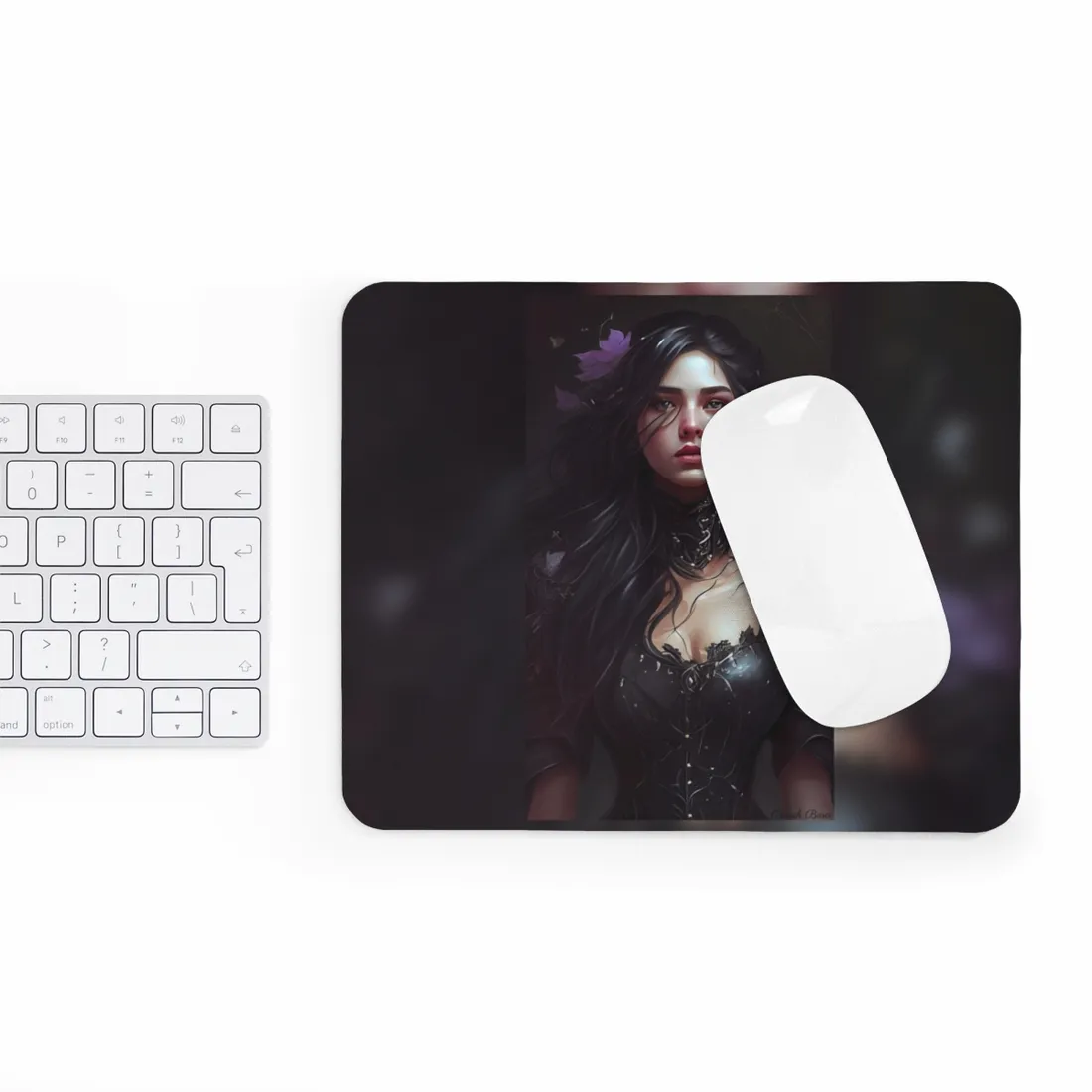 Striking Woman Portrait: Black Hair - Mouse Pad