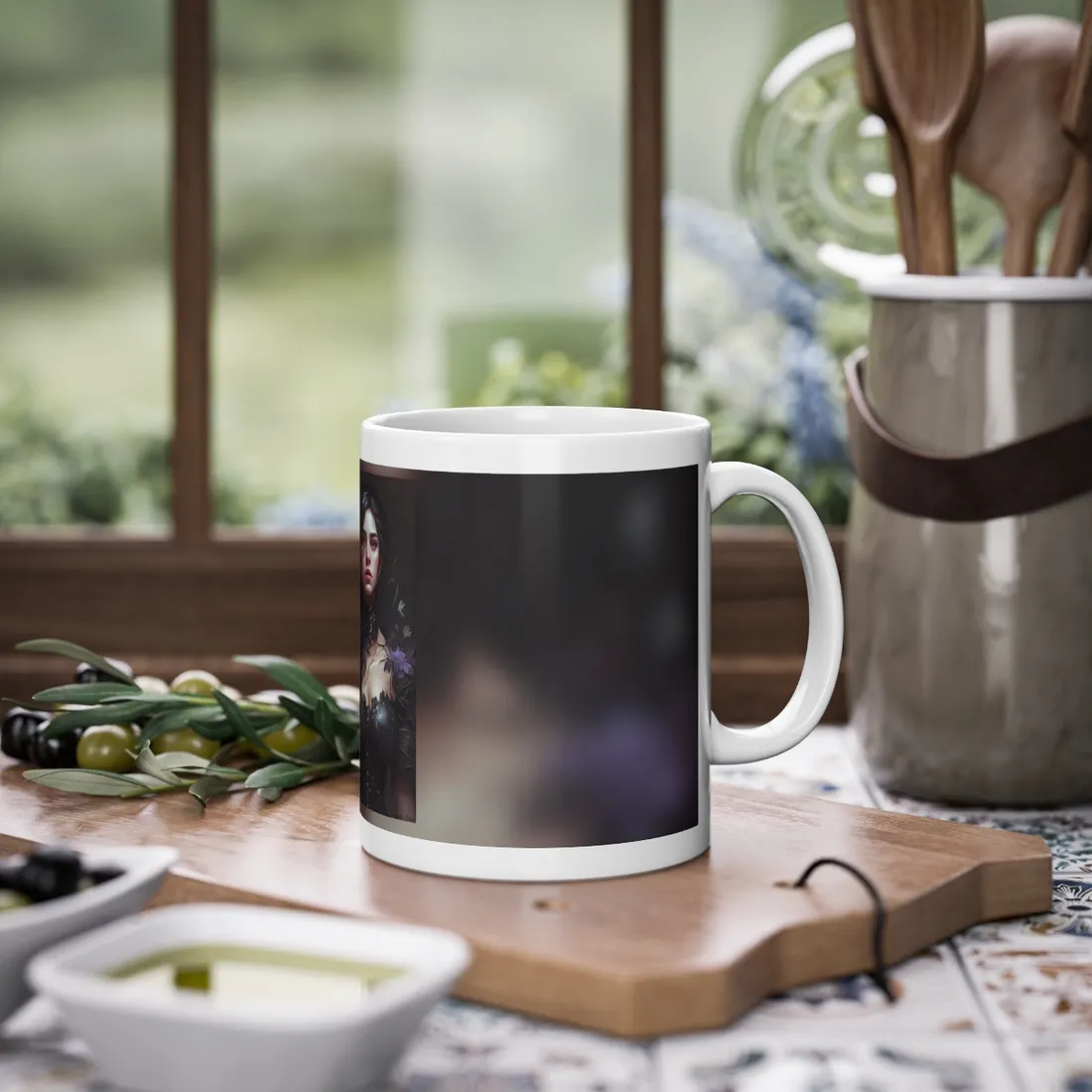 Striking Woman Portrait: Black Hair - Mug