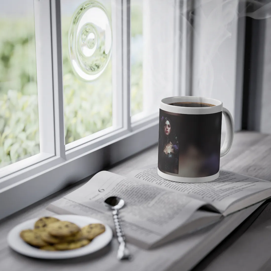 Striking Woman Portrait: Black Hair - Mug
