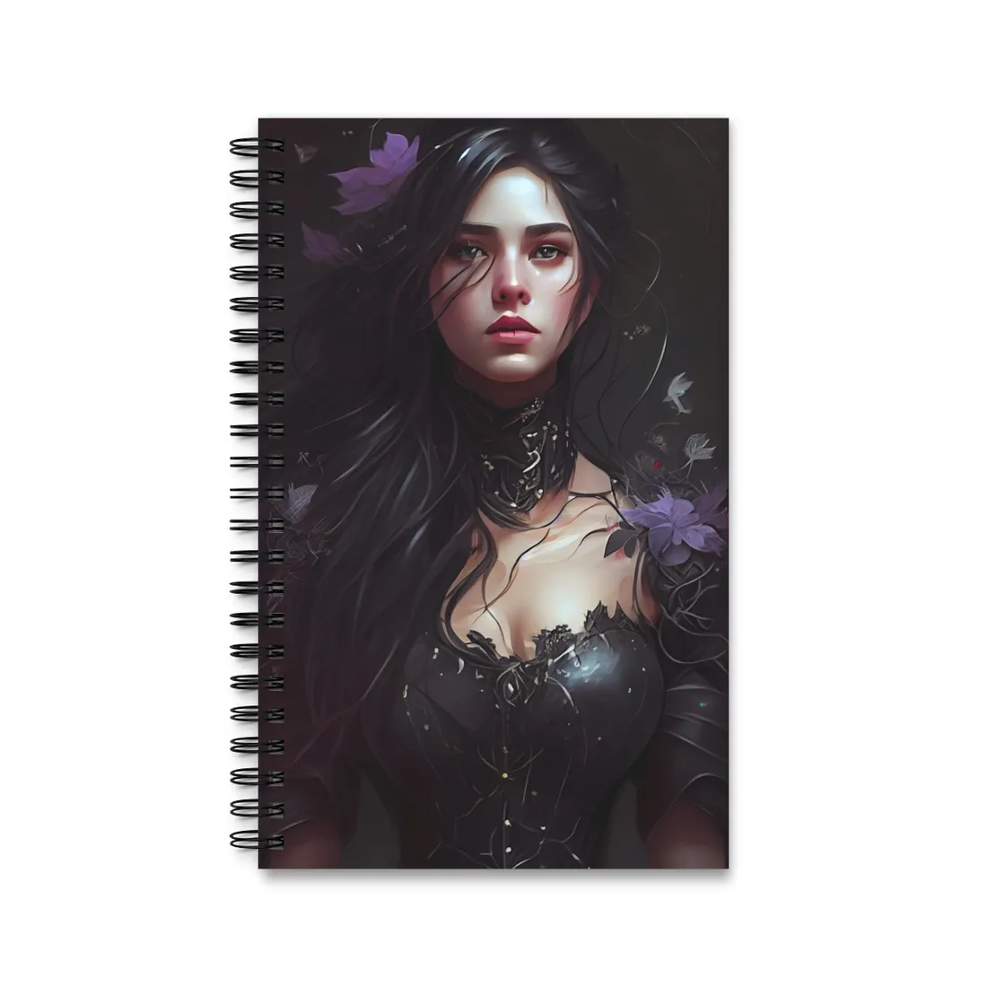 Striking Woman Portrait: Black Hair - Spiral Notebook