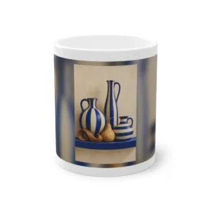 Striped Vases on Blue Shelf Mug