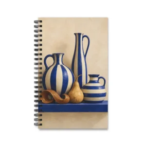 Striped Vases on Blue Shelf Spiral Notebook