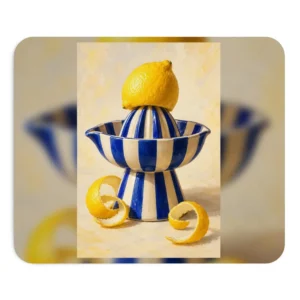 Lemon on Striped Citrus Juicer Mouse Pad