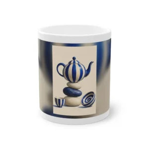 Striped Teapot on Stacked Stones Mug