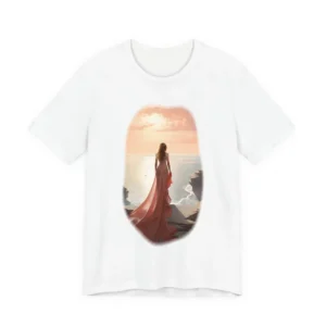 Woman Overlooking Sunset Sea T-Shirt
