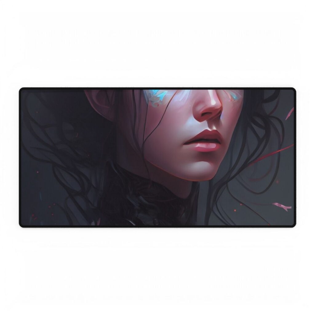 Stunning Black Haired Female Portrait in Elegant Dress - Desk Mat
