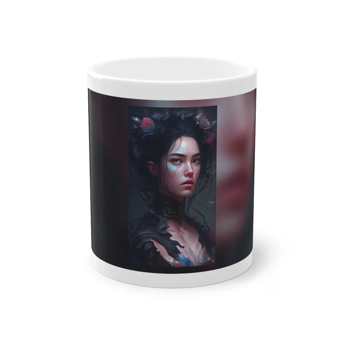 Stunning Black Haired Female Portrait in Elegant Dress - Mug