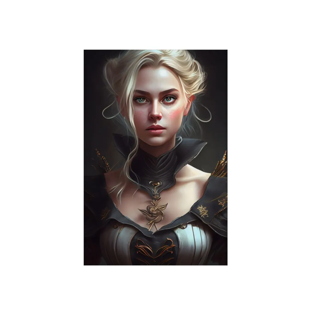 Stunning Blonde Portrait: Elegant Vintage Dress - Metal Poster