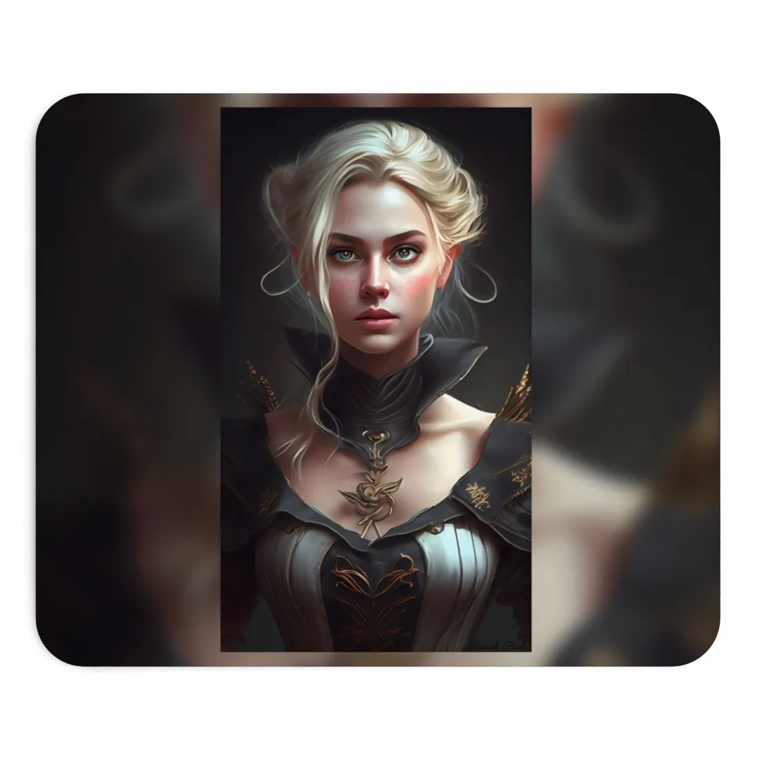 Stunning Blonde Portrait: Elegant Vintage Dress - Mouse Pad