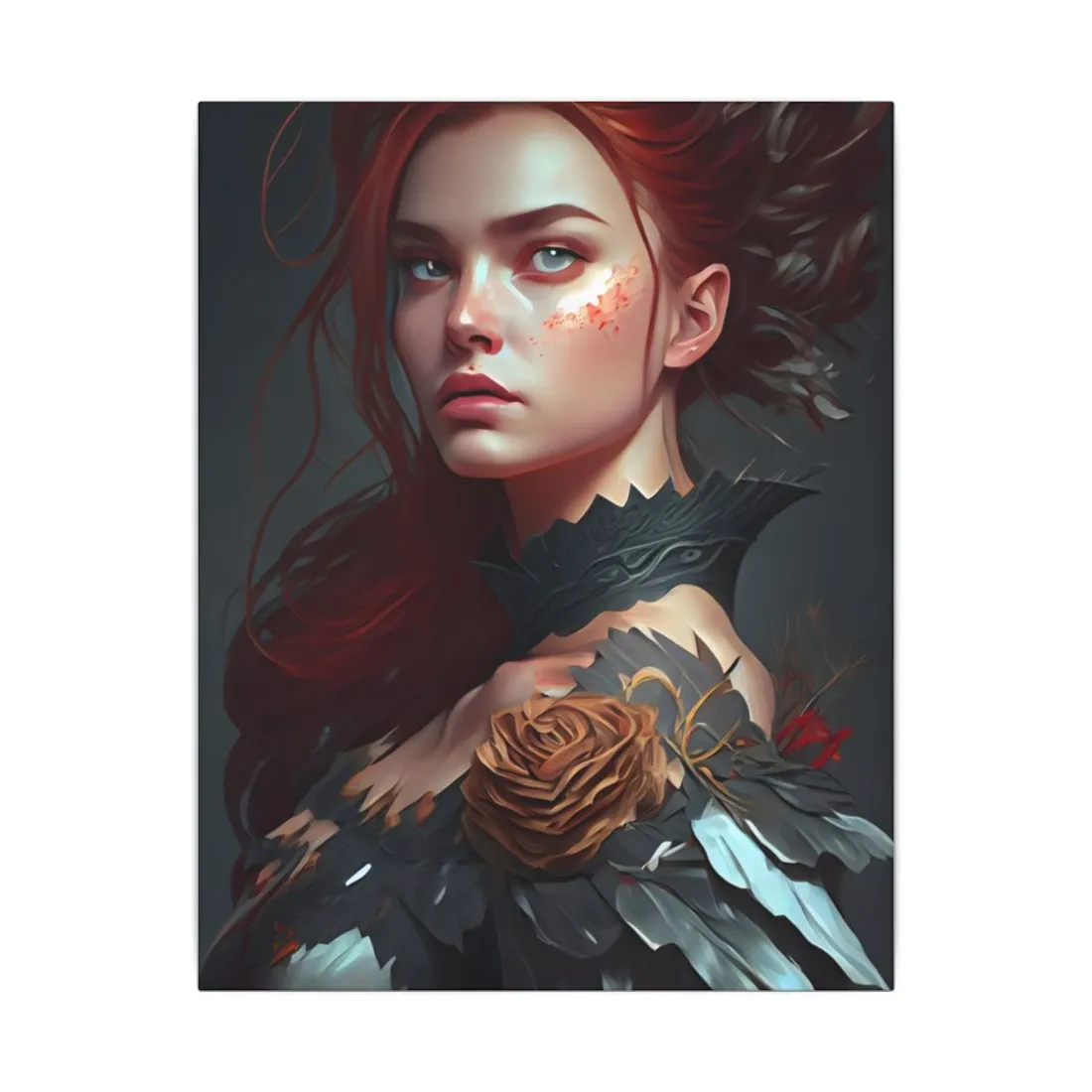 Stunning Redhead in Formal Dress: Elegant Portrait - Canvas