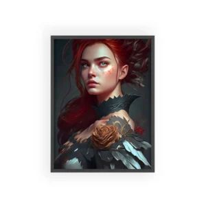 Feathered Redhead Fantasy Framed Poster