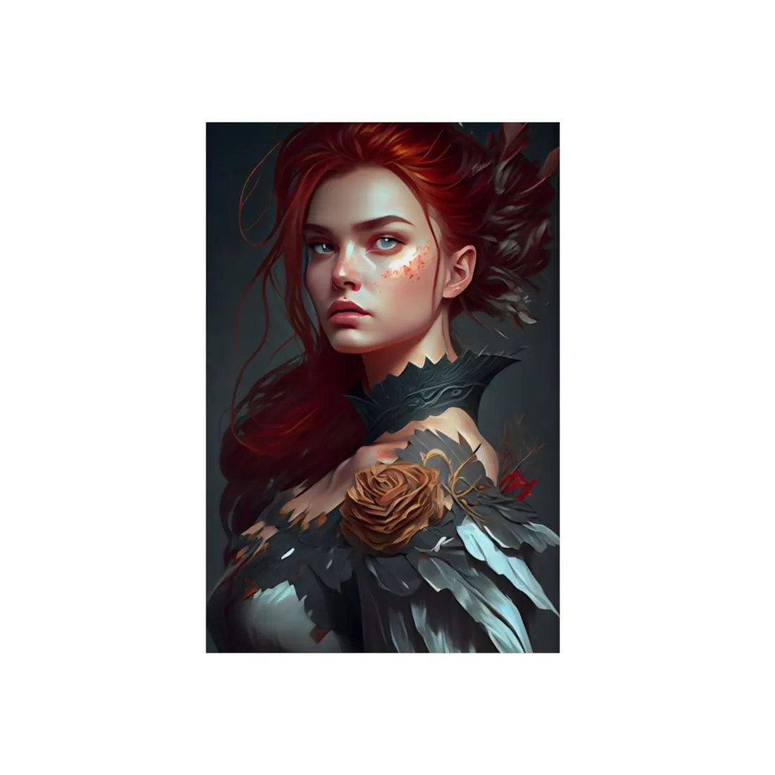 Stunning Redhead in Formal Dress: Elegant Portrait - Metal Poster