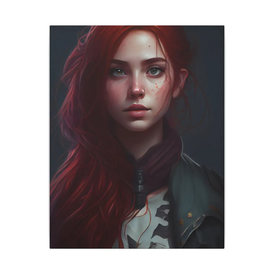 Stunning Redheaded Female Portrait: Elegant Dress - Canvas