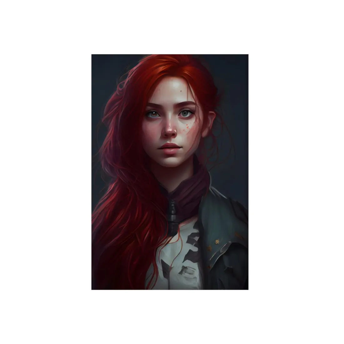 Stunning Redheaded Female Portrait: Elegant Dress - Metal Poster