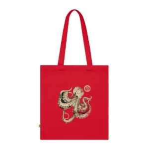 Cream Octopus on Black Tote Bag