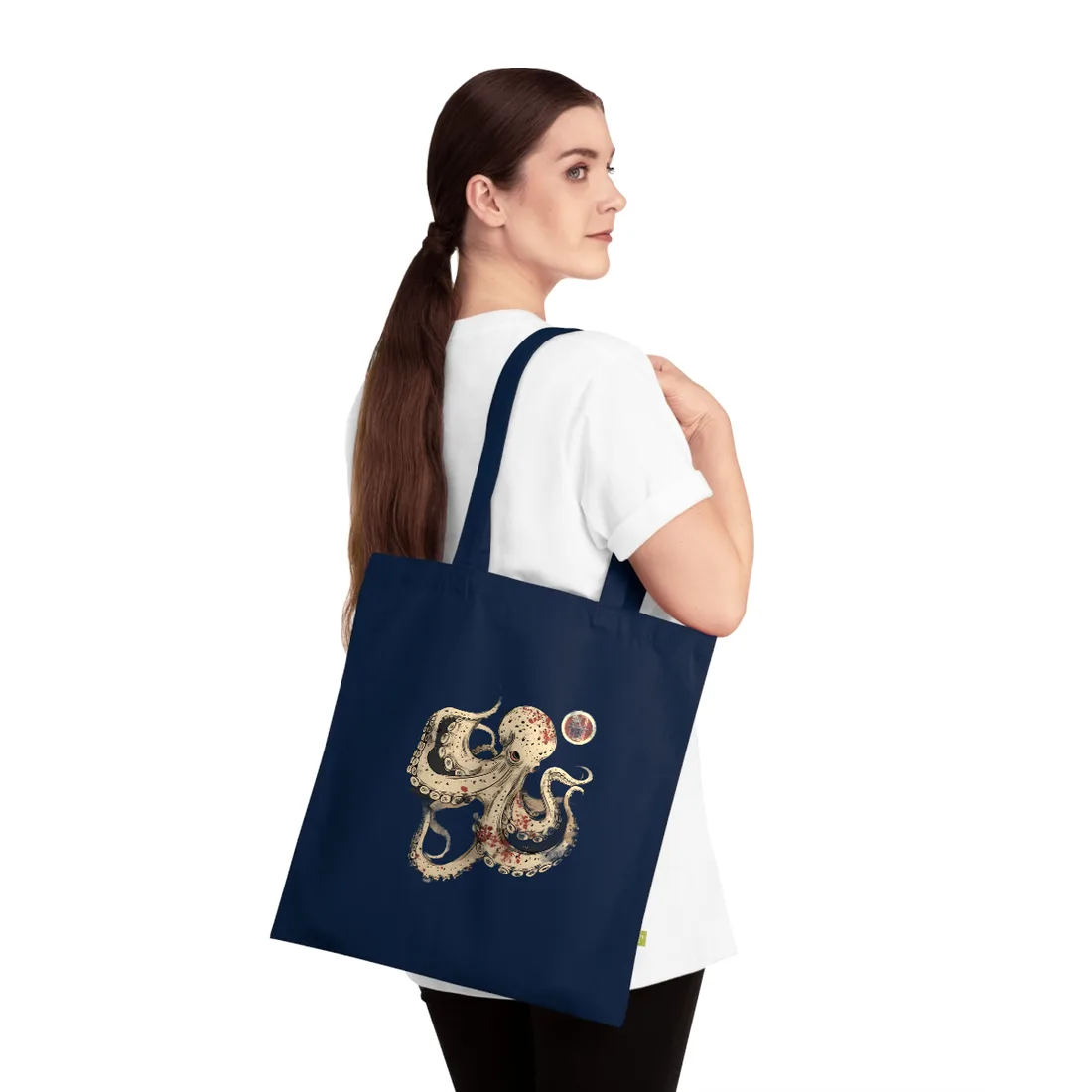 Stylized Japanese Octopus: Minimal - Tote Bag (French Navy)