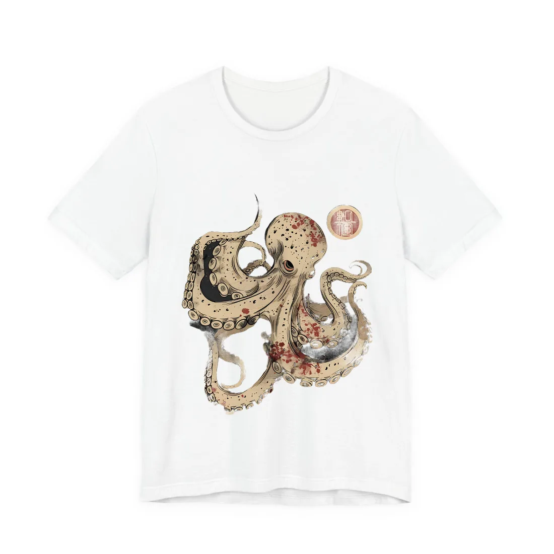 Stylized Japanese Octopus: Minimal - T-Shirt (White)