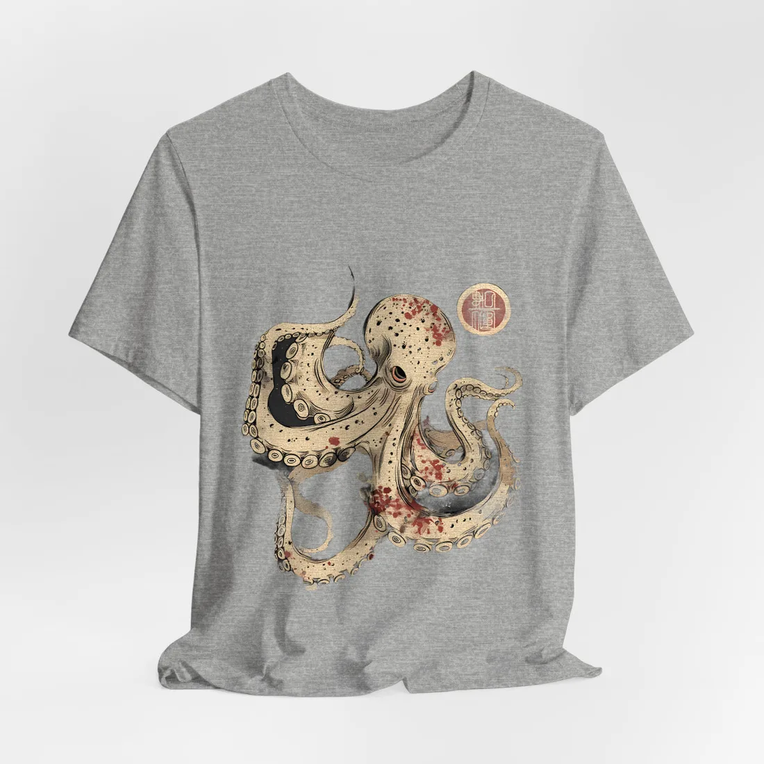 Stylized Japanese Octopus: Minimal - T-Shirt (Athletic Heather)