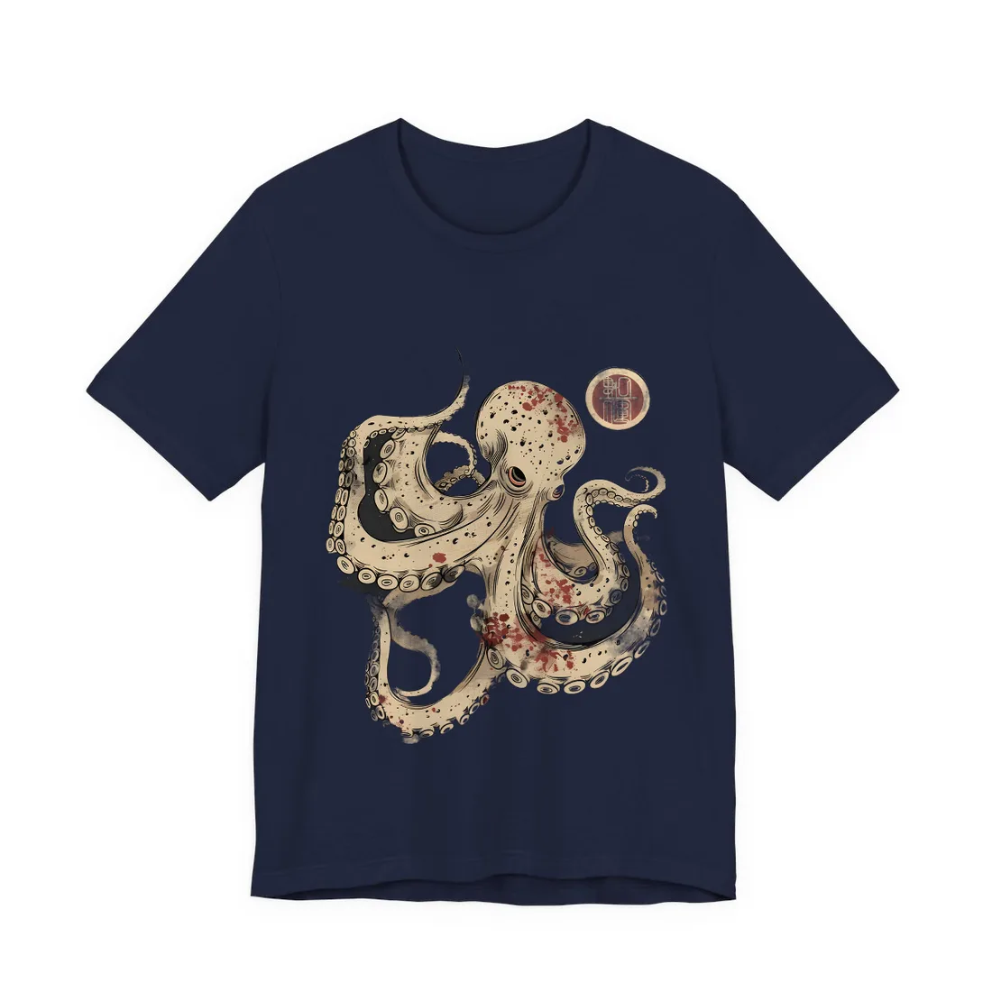 Stylized Japanese Octopus: Minimal - T-Shirt (Navy)