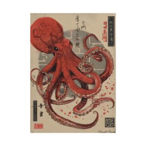 Vermilion Octopus Study Poster